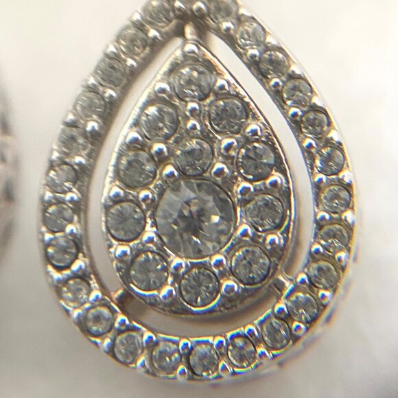 Sterling Silver 925 Cubic Zirconia CZ Teardrop Dangle Earrings Hinged Back - Picture 4 of 16